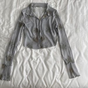 12th Tribe Sheer Long Sleeve Crop Top